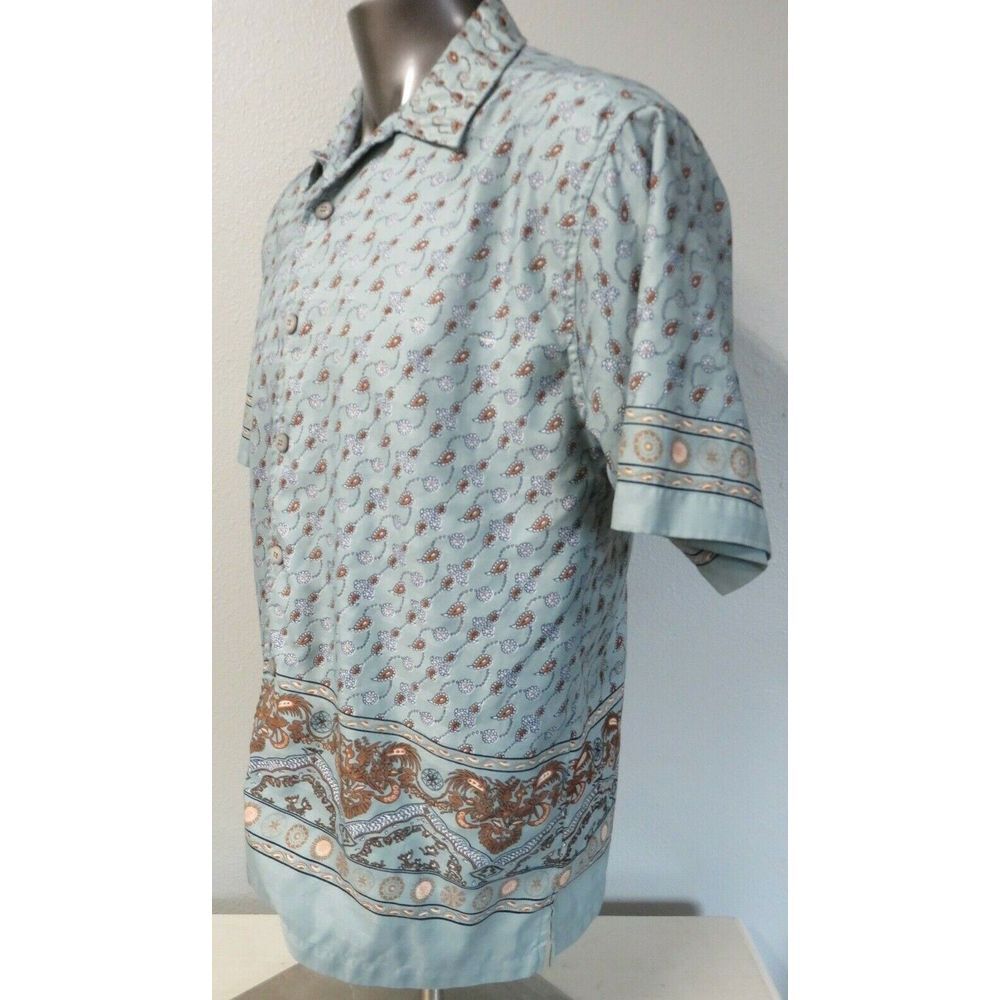 Mens Colowear Train Ticket Short Sleeve Button Front Paisley Shirt Size XL India - Picture 10 of 12